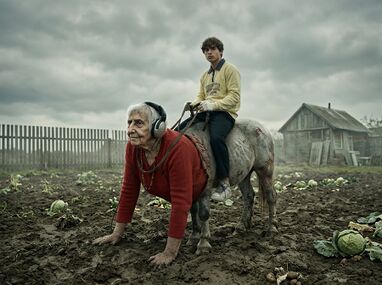 Кентавриный случай: верх человеческий, низ — тяжеловозный.