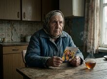 Людмила рассматривает распечатку на кухне — 22 минуты молчания.