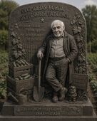 Памятник Гансу Петровичу на меже у грядки.