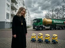 Даша встречает отряд у подъезда.